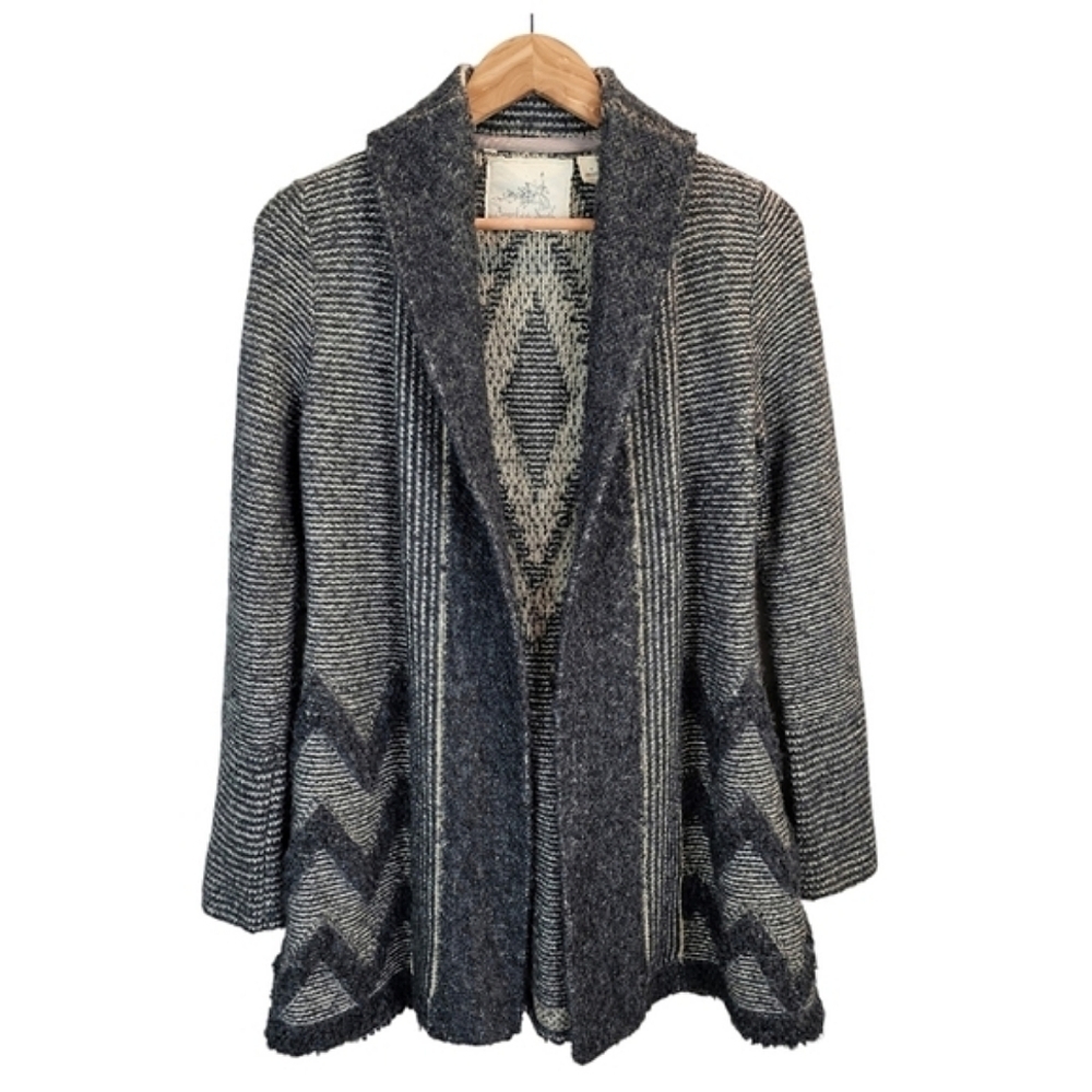Angel Of The North Gray Wool Blend Cardigan Sz Small Shawl Collar Anthropologie